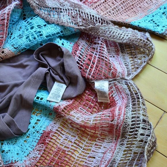 Soft Surroundings Earthy Long Tunic Top Aqua Chevron Women's Size L - Picture 8 of 12